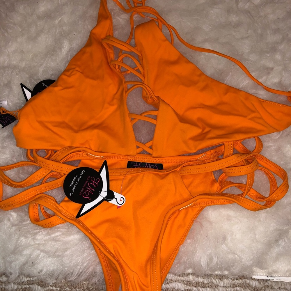Hot Miami styles orange matching swimsuit